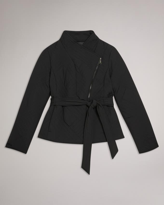 Manteau Ted Baker Mini Quilted Wrap With High Collar Noir Femme | FAT-45532309